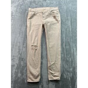 7 For All Mankind The Slim Cigarette Mid Rise Jeans Womens Sz 30 Pink Denim Pant